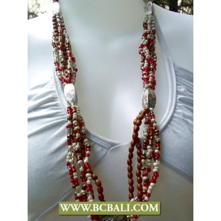 Long Necklace Beaded with Chain